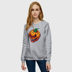 Свитшот хлопковый женский Monster pumpkin, цвет: меланж — фото 2
