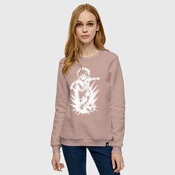 Свитшот хлопковый женский Аниме футбол атака, цвет: пыльно-розовый — фото 2