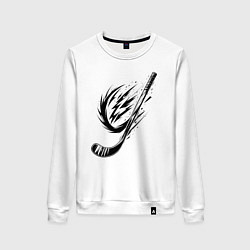 Свитшот хлопковый женский Динамичная клюшка, цвет: белый