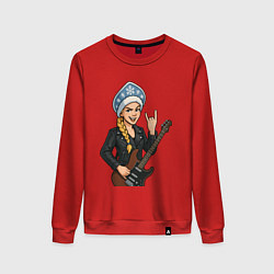 Женский свитшот Снегурочка с гитарой