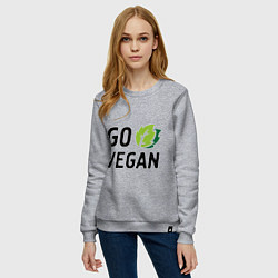 Свитшот хлопковый женский Go vegan, цвет: меланж — фото 2