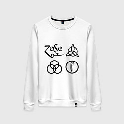 Свитшот хлопковый женский Led Zeppelin: symbols, цвет: белый