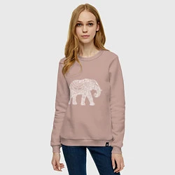Свитшот хлопковый женский Расписной слон, цвет: пыльно-розовый — фото 2