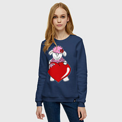 Свитшот хлопковый женский Барашек с сердцем, цвет: тёмно-синий — фото 2