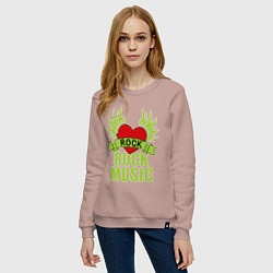 Свитшот хлопковый женский Rock Music Love, цвет: пыльно-розовый — фото 2