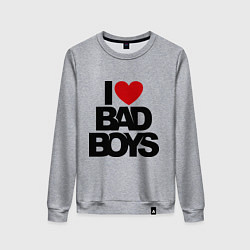 Свитшот хлопковый женский I love bad boy, цвет: меланж