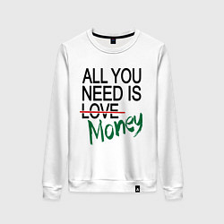 Свитшот хлопковый женский All you need is money, цвет: белый