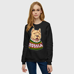 Свитшот хлопковый женский Made in Russia: собака, цвет: черный — фото 2