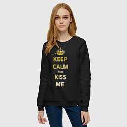 Свитшот хлопковый женский Keep Calm & Kiss Me, цвет: черный — фото 2