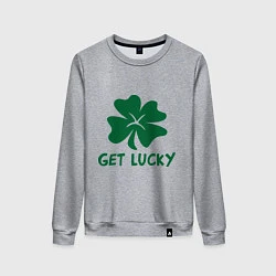 Свитшот хлопковый женский Get lucky, цвет: меланж