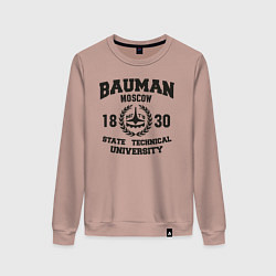 Свитшот хлопковый женский BAUMAN University, цвет: пыльно-розовый
