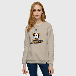 Свитшот хлопковый женский NHL: Anaheim Ducks, цвет: миндальный — фото 2