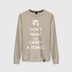 Свитшот хлопковый женский Dont panic & Carry a Towel, цвет: миндальный