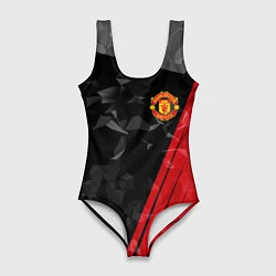 Купальник-боди 3D женский FC Manchester United: Abstract, цвет: 3D-принт