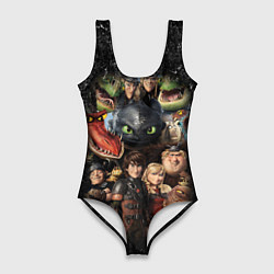 Купальник-боди 3D женский How to Train Your Dragon, цвет: 3D-принт