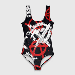 Купальник-боди 3D женский Анархия - паттерн, цвет: 3D-принт