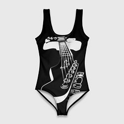 Купальник-боди 3D женский Гитара черно - белая, цвет: 3D-принт