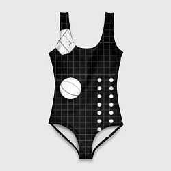Женский купальник-боди Черно-белые фигуры 3D
