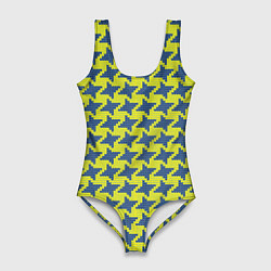 Женский купальник-боди Сине-желтые гусиные лапки