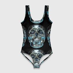Купальник-боди 3D женский Skulls pattern 2028, цвет: 3D-принт