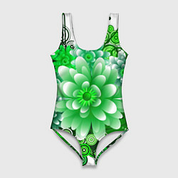Женский купальник-боди Яркая пышная летняя зелень