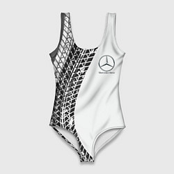 Купальник-боди 3D женский Mercedes-Benz дрифт, цвет: 3D-принт