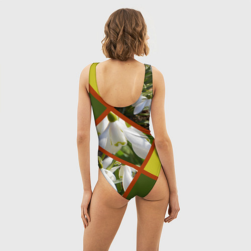 Женский купальник-боди Весна 8 Марта Подснежники / 3D-принт – фото 4