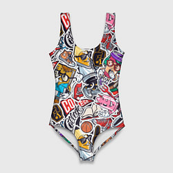 Купальник-боди 3D женский Рисунок колледж, цвет: 3D-принт