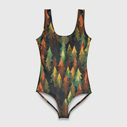 Купальник-боди 3D женский Spruce forest, цвет: 3D-принт