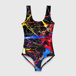 Женский купальник-боди Импрессионизм Vanguard neon pattern