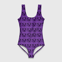 Купальник-боди 3D женский Purple Panda, цвет: 3D-принт