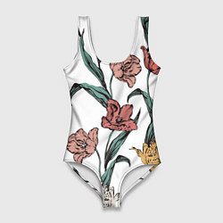 Женский купальник-боди Цветы Разноцветные Тюльпаны