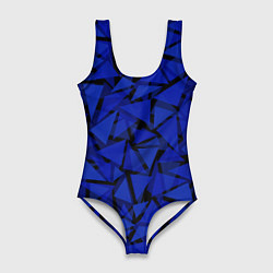 Женский купальник-боди Синие треугольники-геометрический узор