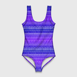 Женский купальник-боди Узор в стиле бохо на фиолетовом фоне