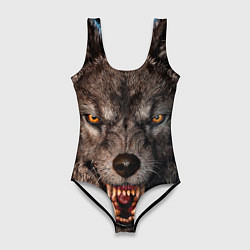 Купальник-боди 3D женский Морда злого волка, цвет: 3D-принт