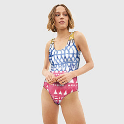 Купальник-боди 3D женский Абстракция Город Эдварда Мунка, цвет: 3D-принт — фото 2