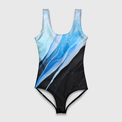 Купальник-боди 3D женский Тёмно-синий мрамор, цвет: 3D-принт