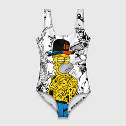Купальник-боди 3D женский Гомер Симпсон - ярый головорез!, цвет: 3D-принт