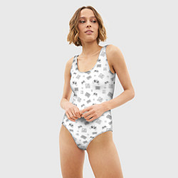 Купальник-боди 3D женский 90s pattern on white, цвет: 3D-принт — фото 2