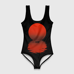 Купальник-боди 3D женский Закат красного солнца, цвет: 3D-принт