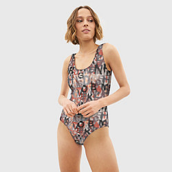 Купальник-боди 3D женский Буквы краской, цвет: 3D-принт — фото 2