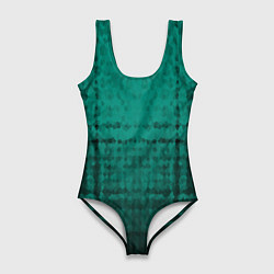 Женский купальник-боди Мозаичный узор в черно -зеленых тонах
