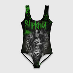 Купальник-боди 3D женский Slipknot green, цвет: 3D-принт