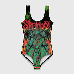 Купальник-боди 3D женский Slipknot green satan, цвет: 3D-принт