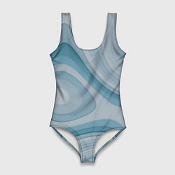 Купальник-боди 3D женский Волнообразные синие текстуры, цвет: 3D-принт