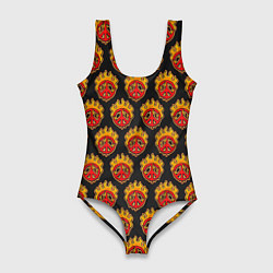 Купальник-боди 3D женский Огненный знак мира, цвет: 3D-принт