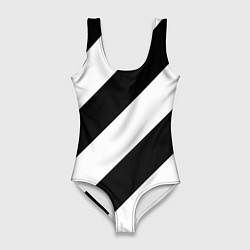 Купальник-боди 3D женский Черно-белые полосы, цвет: 3D-принт