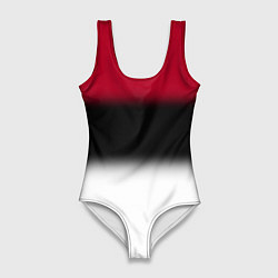Женский купальник-боди Размытый полосатый узор черный красный белый