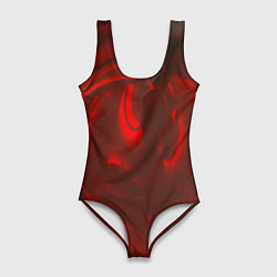 Купальник-боди 3D женский Темно красные волны, цвет: 3D-принт
