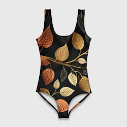 Купальник-боди 3D женский Осеннее настроение - листья, цвет: 3D-принт